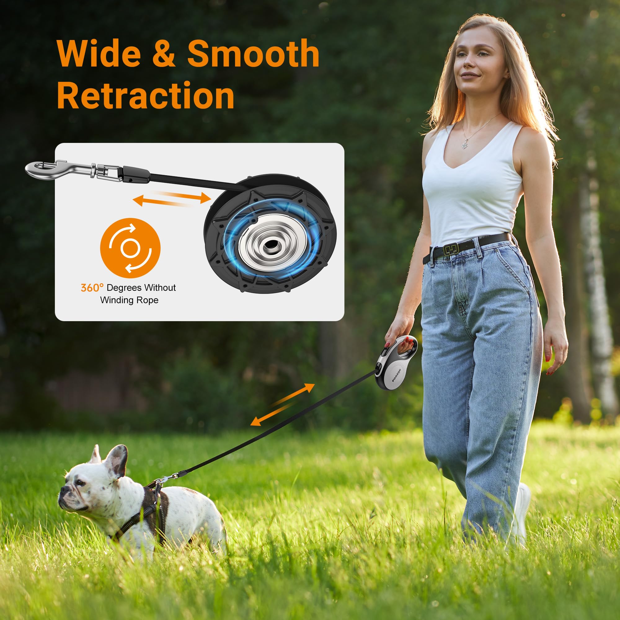 Poozonlife retractable leash rust-proof swivel-hook for reliable attachment