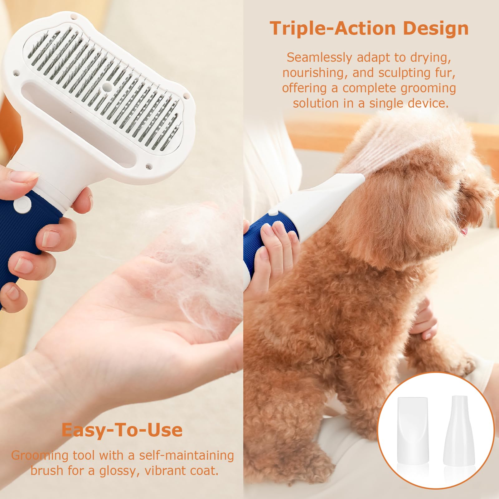 POPET smart temperature control shows low and high settings for safe grooming.