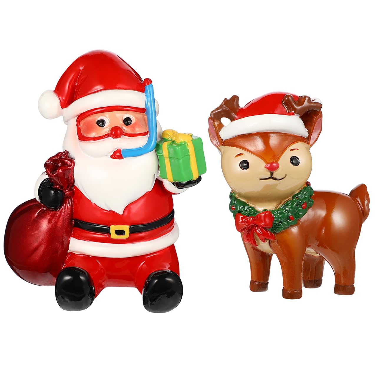 POPETPOP Christmas aquarium Santa Claus decoration adds festive charm to your fish tank.