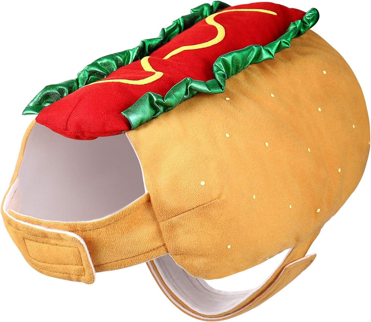 POPETPOP hot dog costume front view on dog, easy wear, playful look