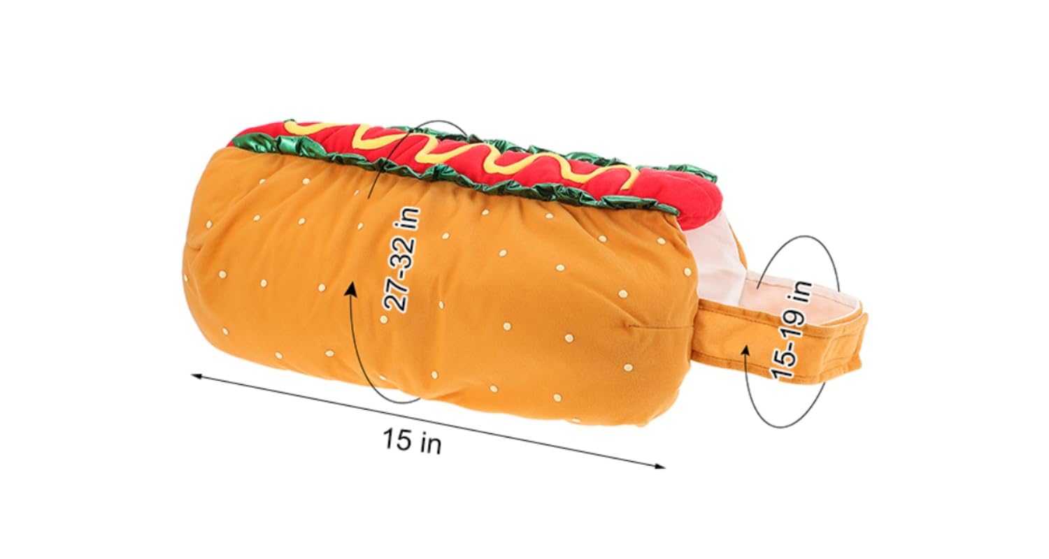 POPETPOP hot dog costume side view on cat, easy fit for festive photos