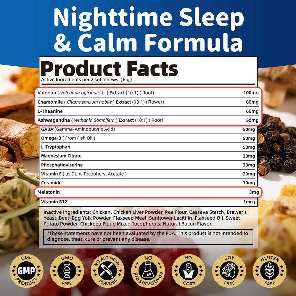 POPPAW Dog Melatonin Chews nighttime routine aid for calmer sleep