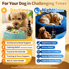 POPPAW nighttime-melatonin-drops bottle supports restful sleep for restless dogs.