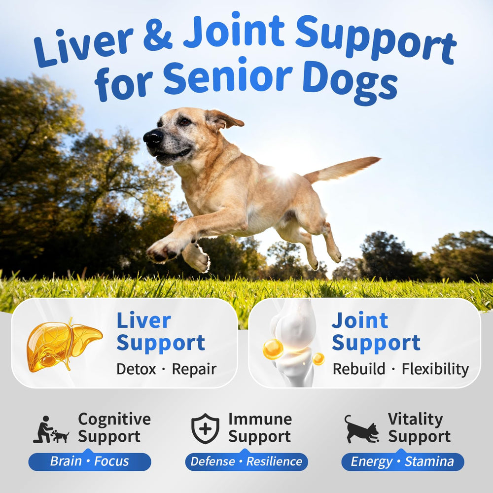 POPPAW bottle front label shows Silybin and SAMe liver support for seniors