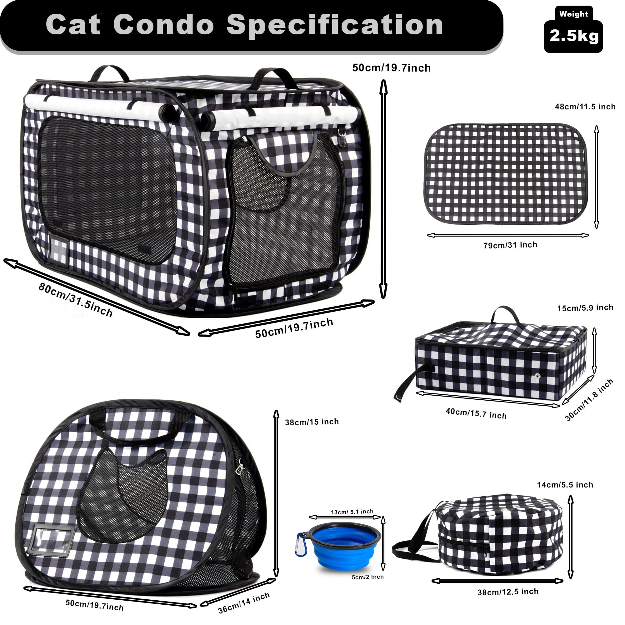 Porayhut cat carrier dimensions highlight roomy space for pets during trips.