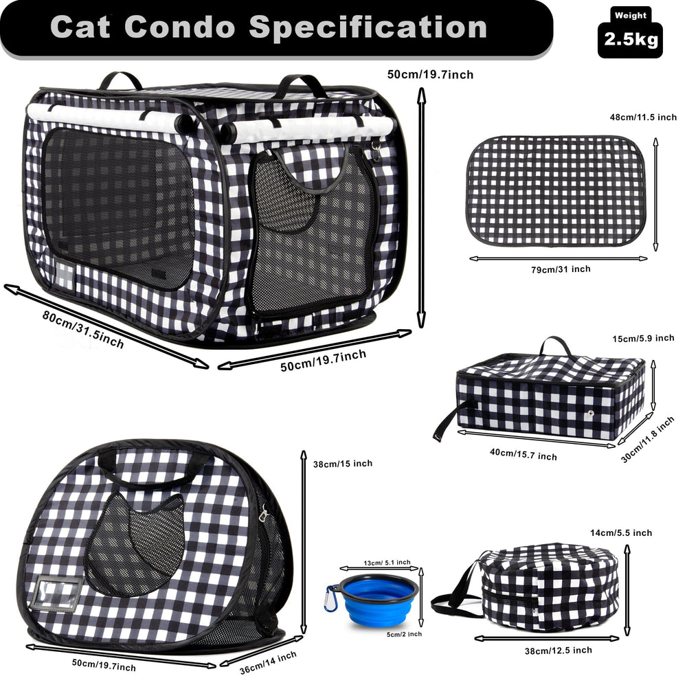 Porayhut cat carrier dimensions highlight roomy space for pets during trips.