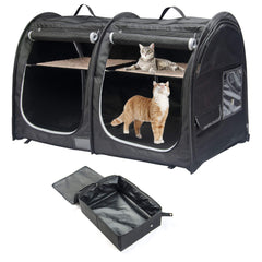 Porayhut Mispace cat cage front view shows portable travel-ready design