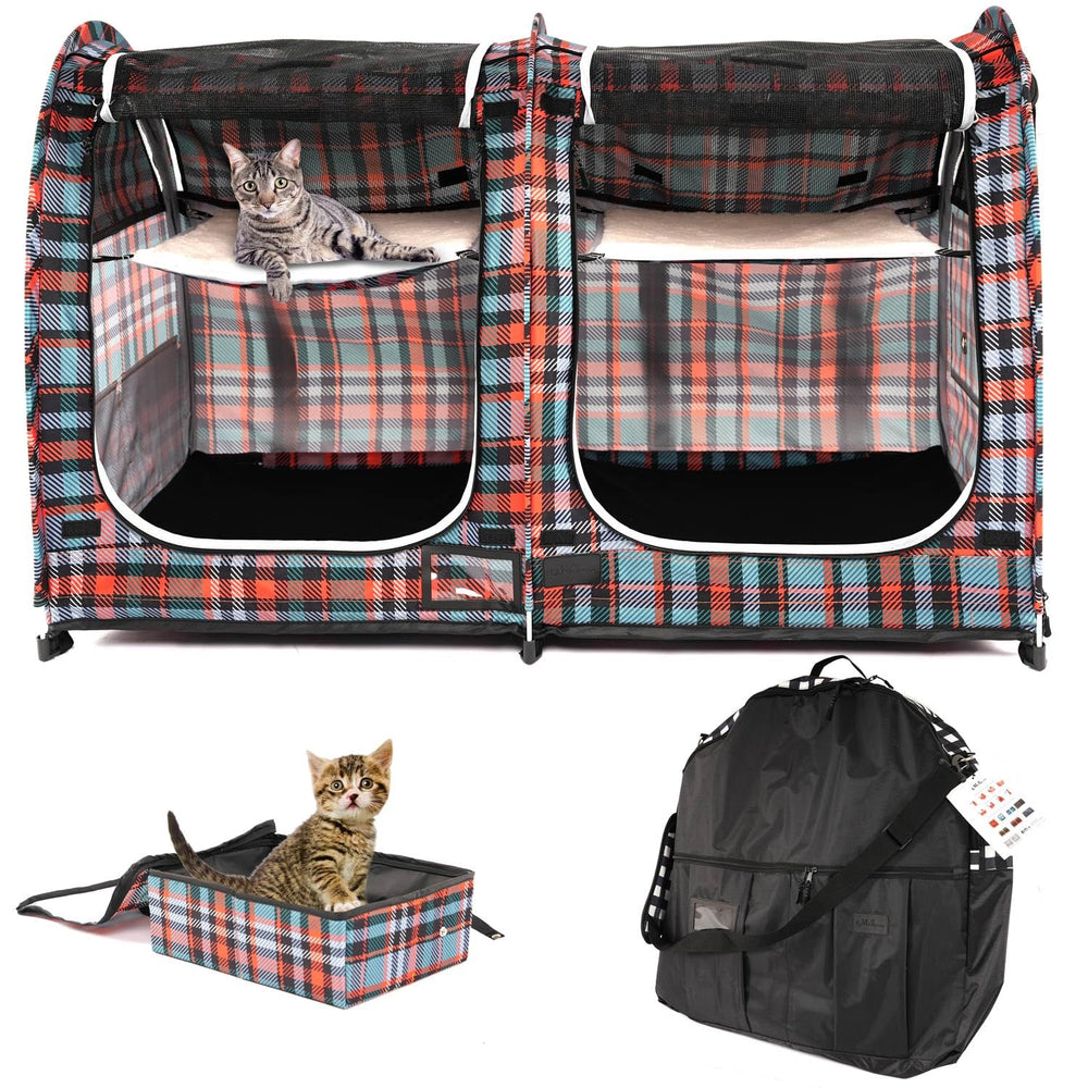porayhut Mispace cat cage front view shows two doors for easy access and air flow.