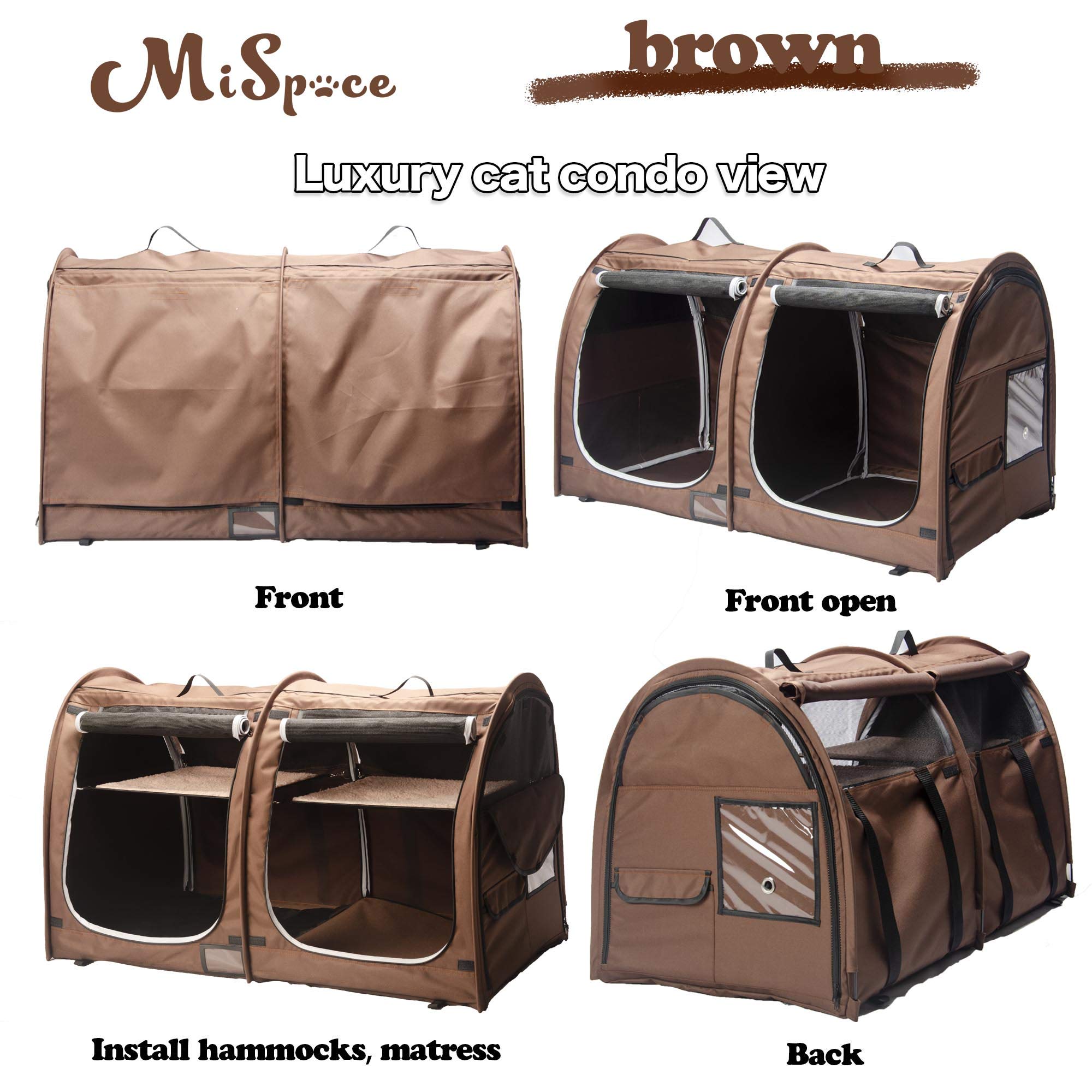 Porayhut Mispace two hammocks provide cozy naps for cats.