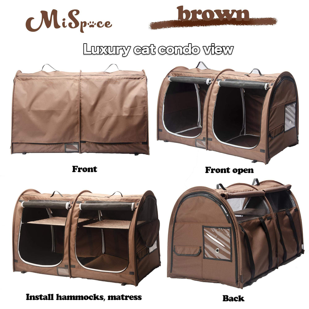Porayhut Mispace two hammocks provide cozy naps for cats.