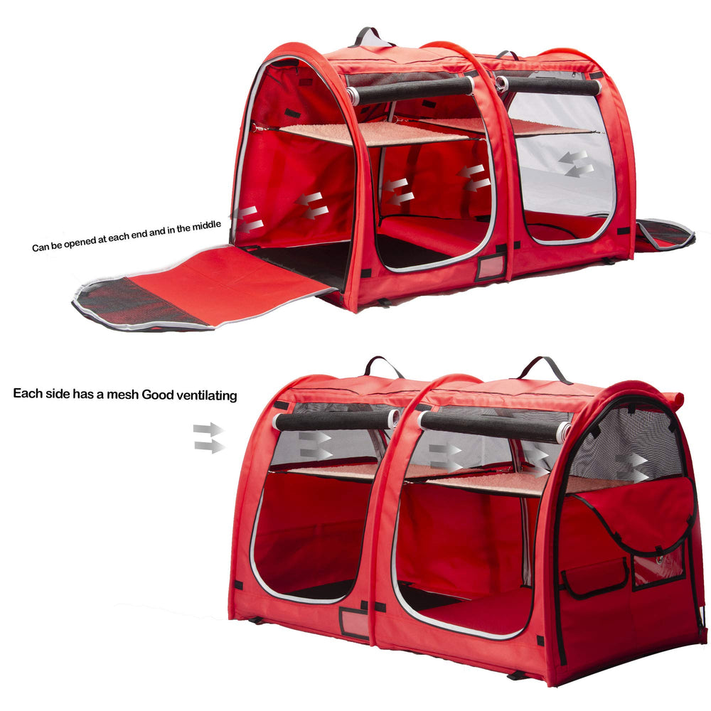 Porayhut Mispace two hammocks offering plush lounging above each side.