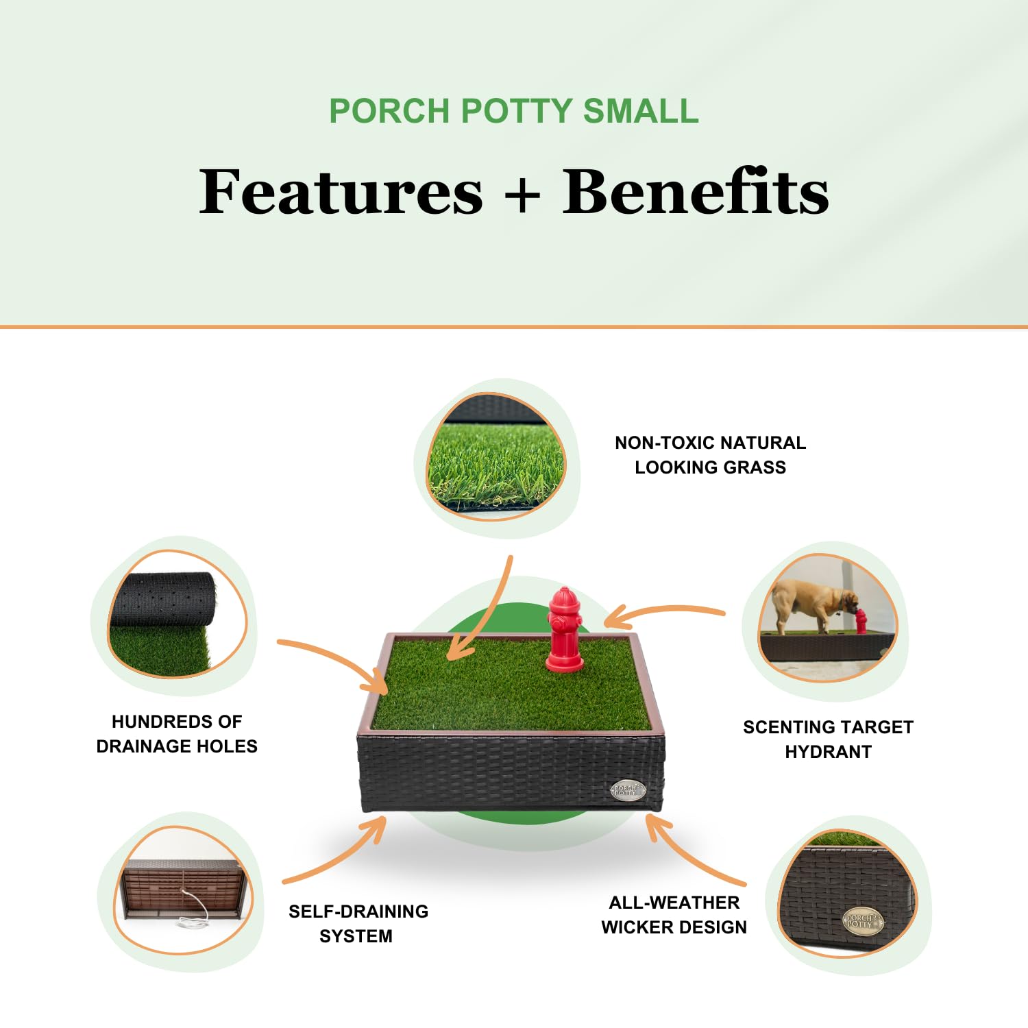 Porch Potty artificial grass close-up highlights realistic texture for natural feel.