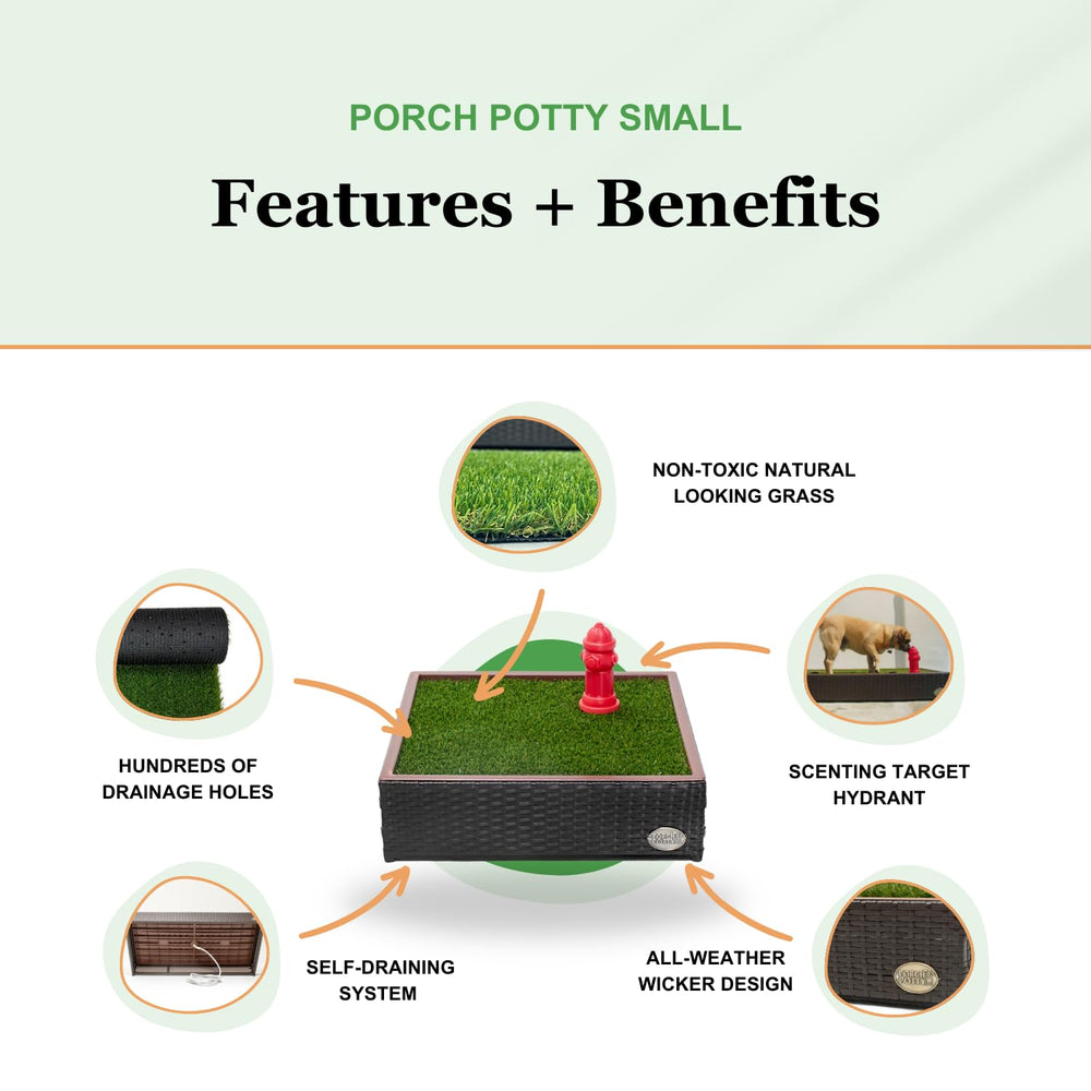 Porch Potty artificial grass close-up highlights realistic texture for natural feel.