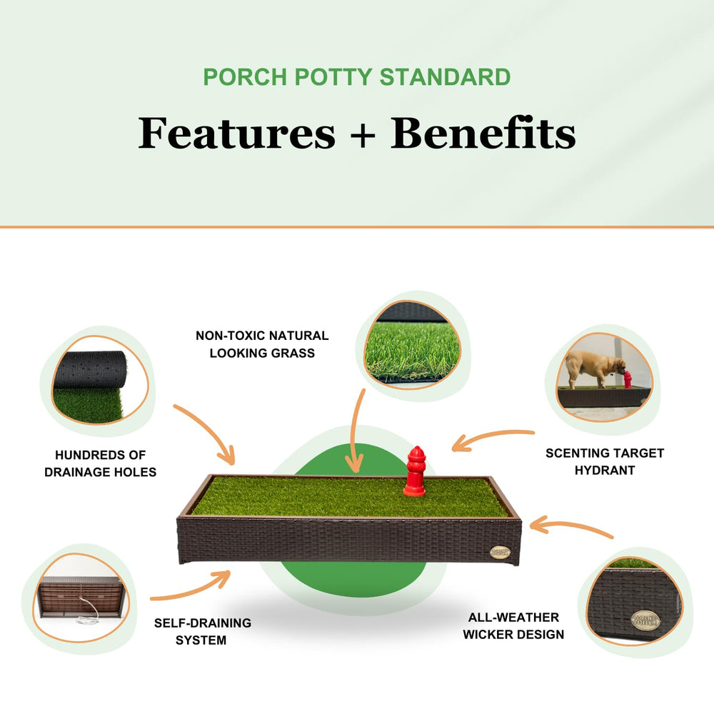 Porch Potty on a patio setup, reusable pad for dogs of all sizes.