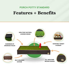 Porch Potty on a patio setup, reusable pad for dogs of all sizes.
