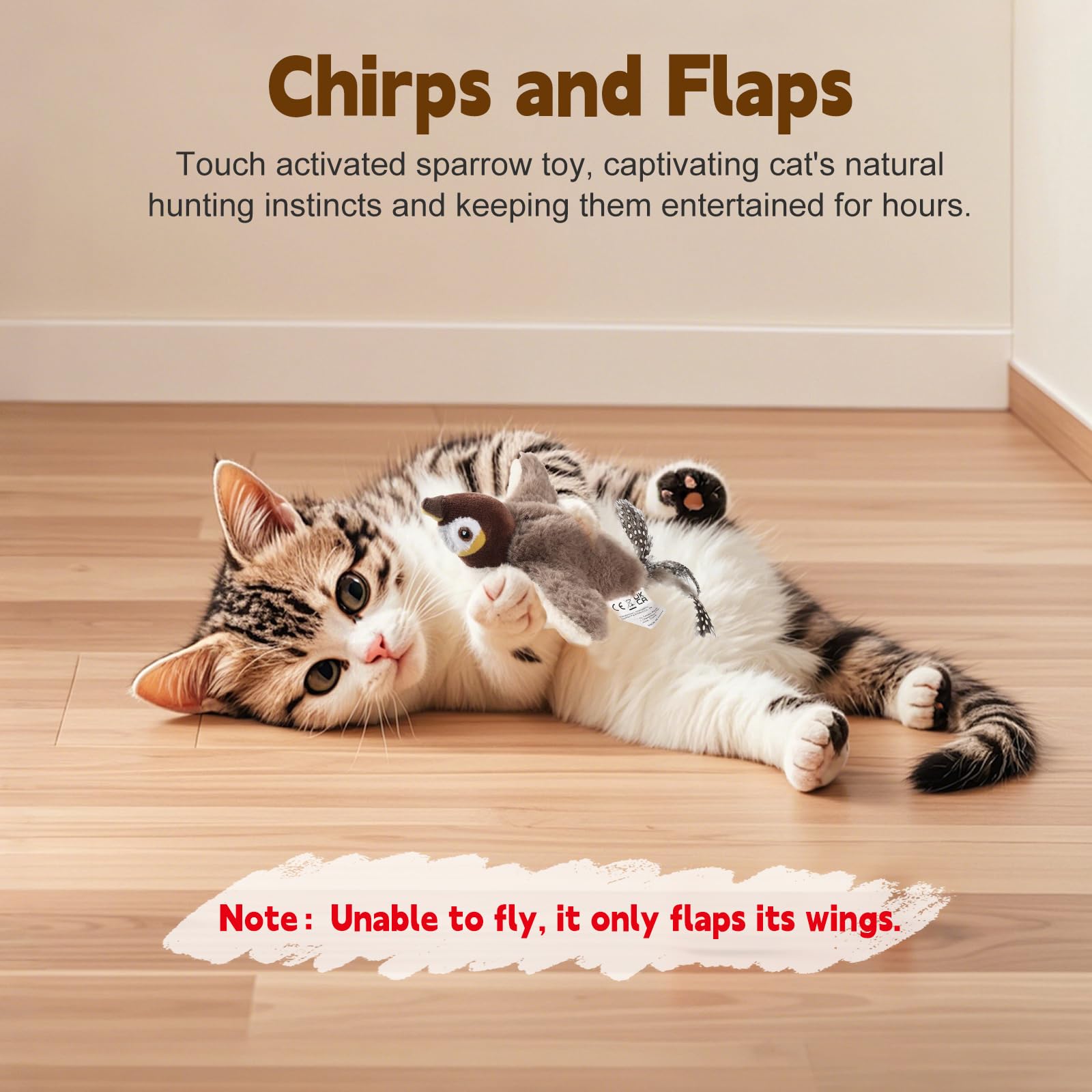Poreids Chirping Bird Cat Toy with catnip pouch attracts curious cats