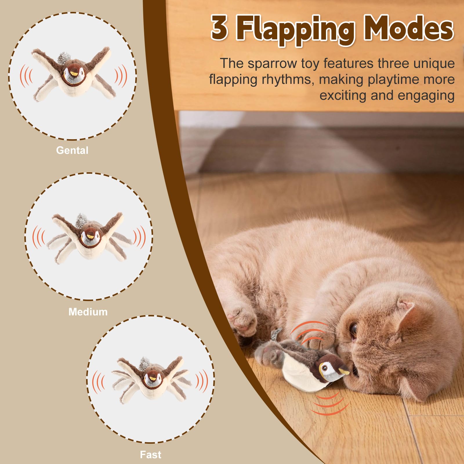 Poreids Chirping Bird Cat Toy detachable motor for easy washing