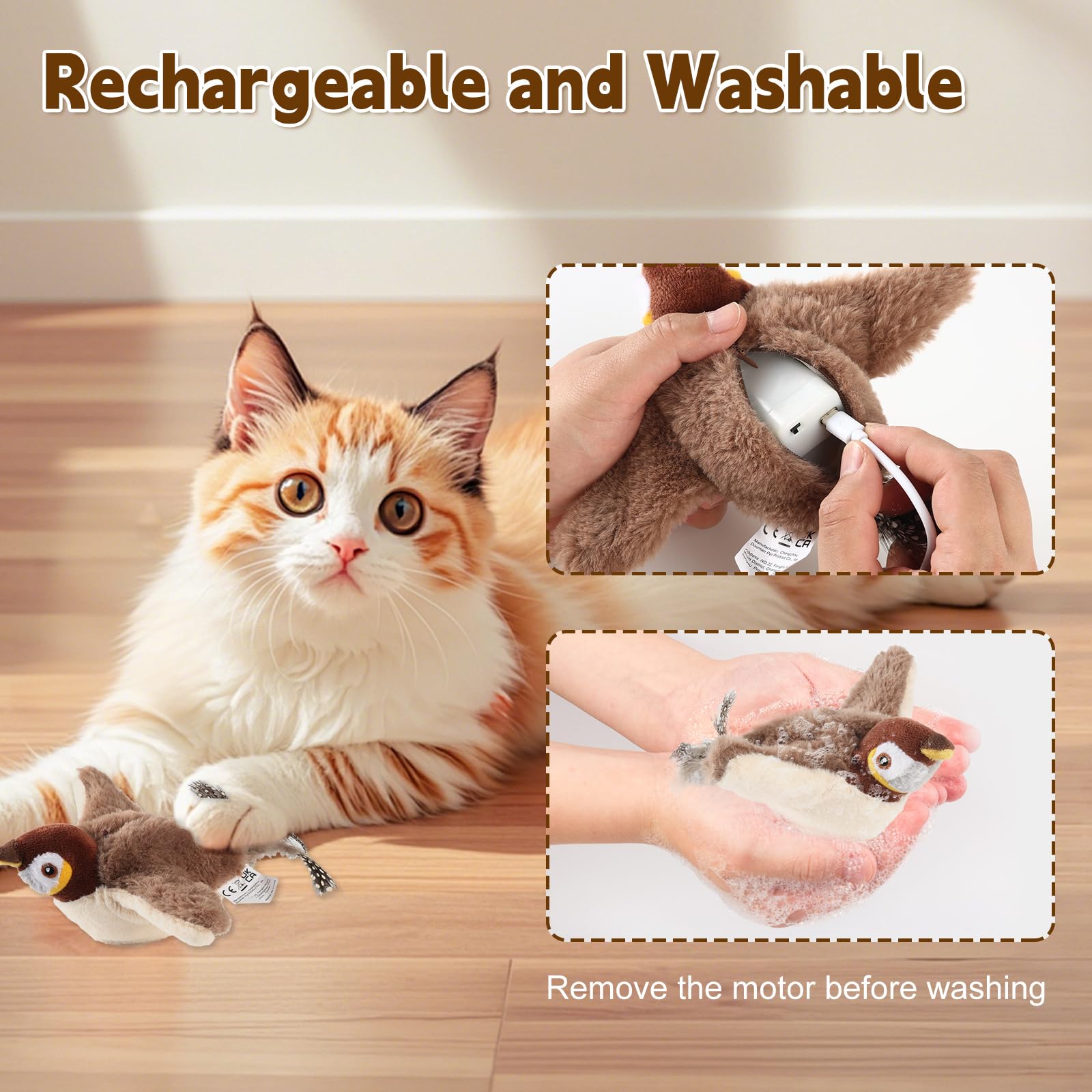 Poreids Chirping Bird Cat Toy hook attachment for wand play