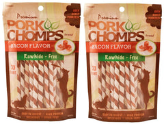 Pork Chomps Mini Twists packaging closeup, showing durable chew