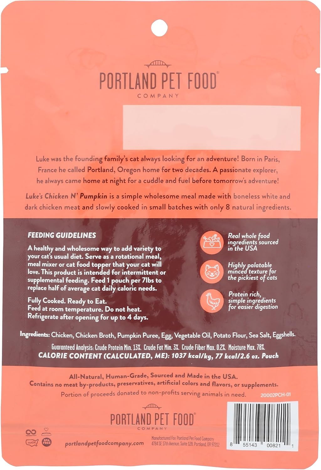 Portland Pet Food shelter-support scene highlights donations to animal programs.