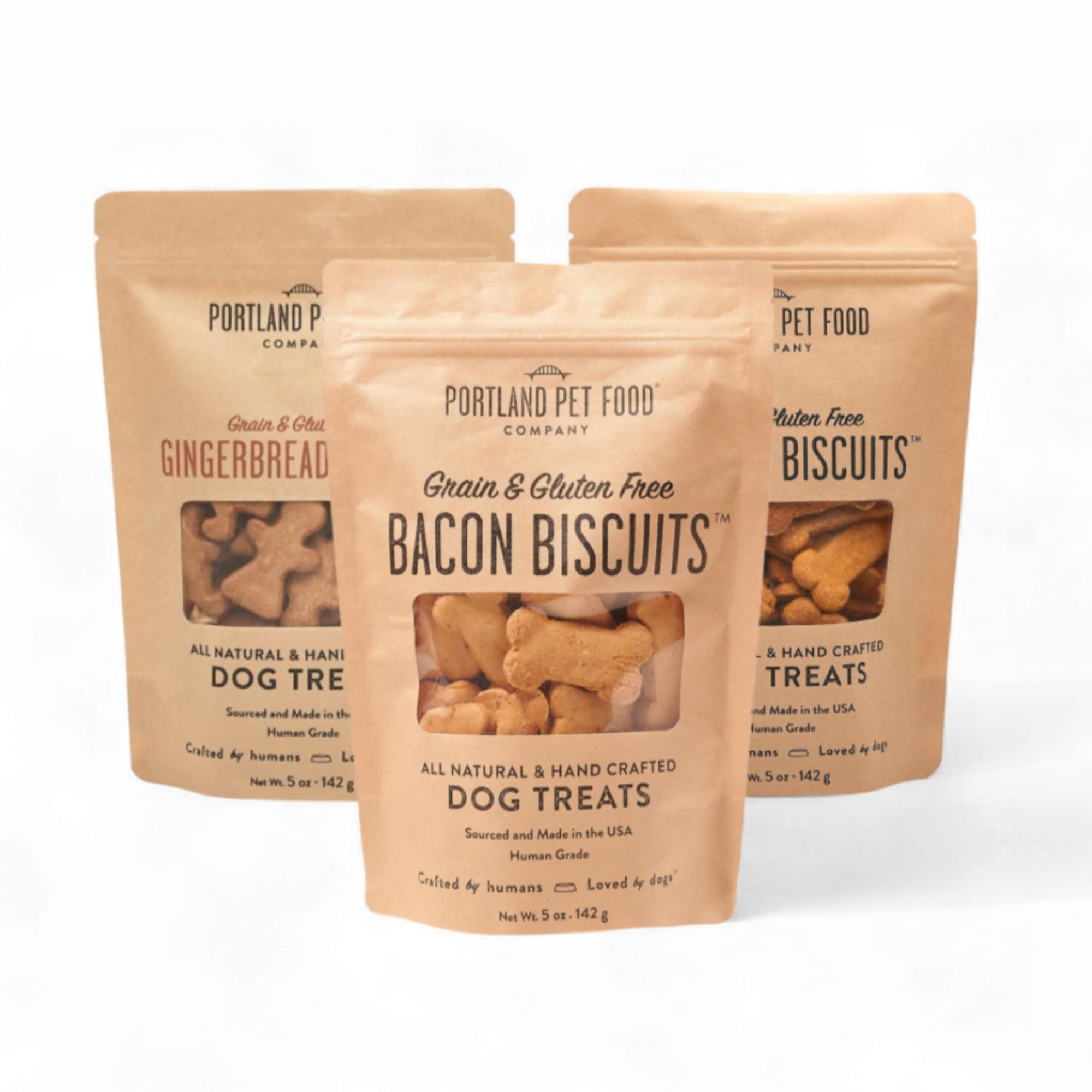 Portland Pet Food Co bacon-treat-bag showing real bacon pieces for training rewards
