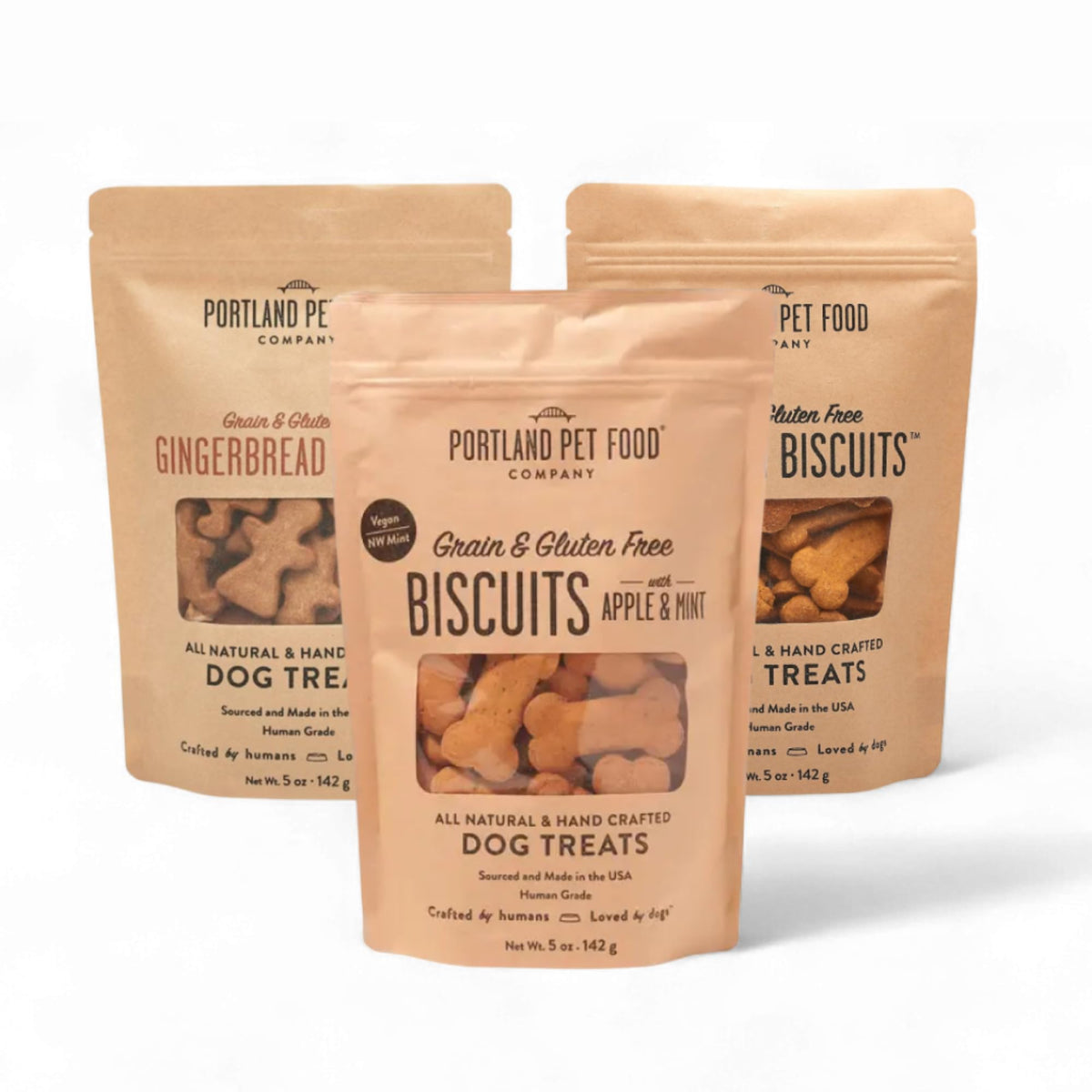 Portland Pet Food Company Apple & Mint treats bag, ideal training reward for dogs.