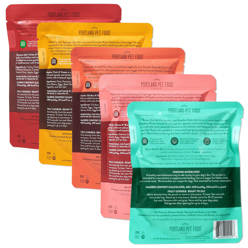 Portland Pet Food Company USA-sourced ingredients close-up.