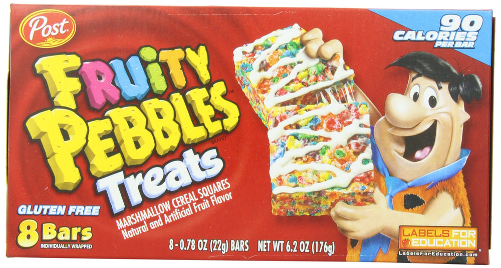 Post Fruity Pebbles Treats gluten-free labeling on packaging