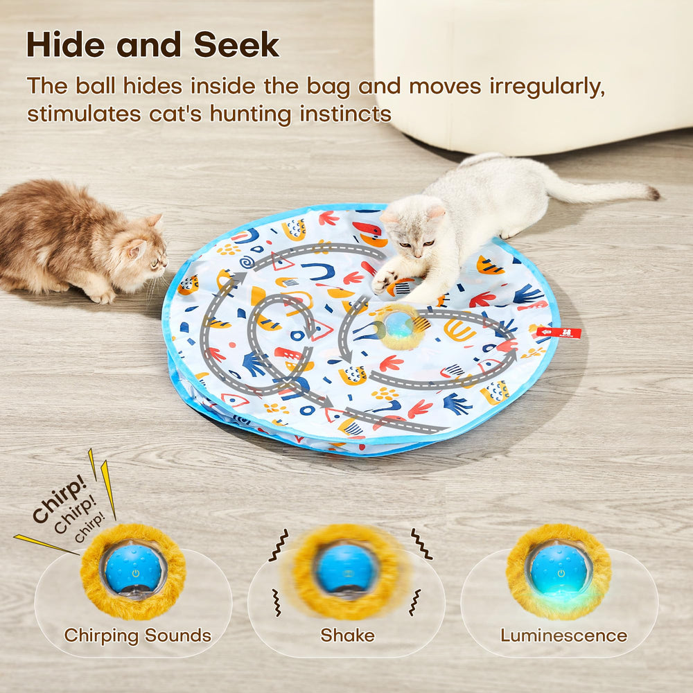 Potaroma ball inside cloth bag—hidden-play stimulation boosts swat-and-pounce behavior