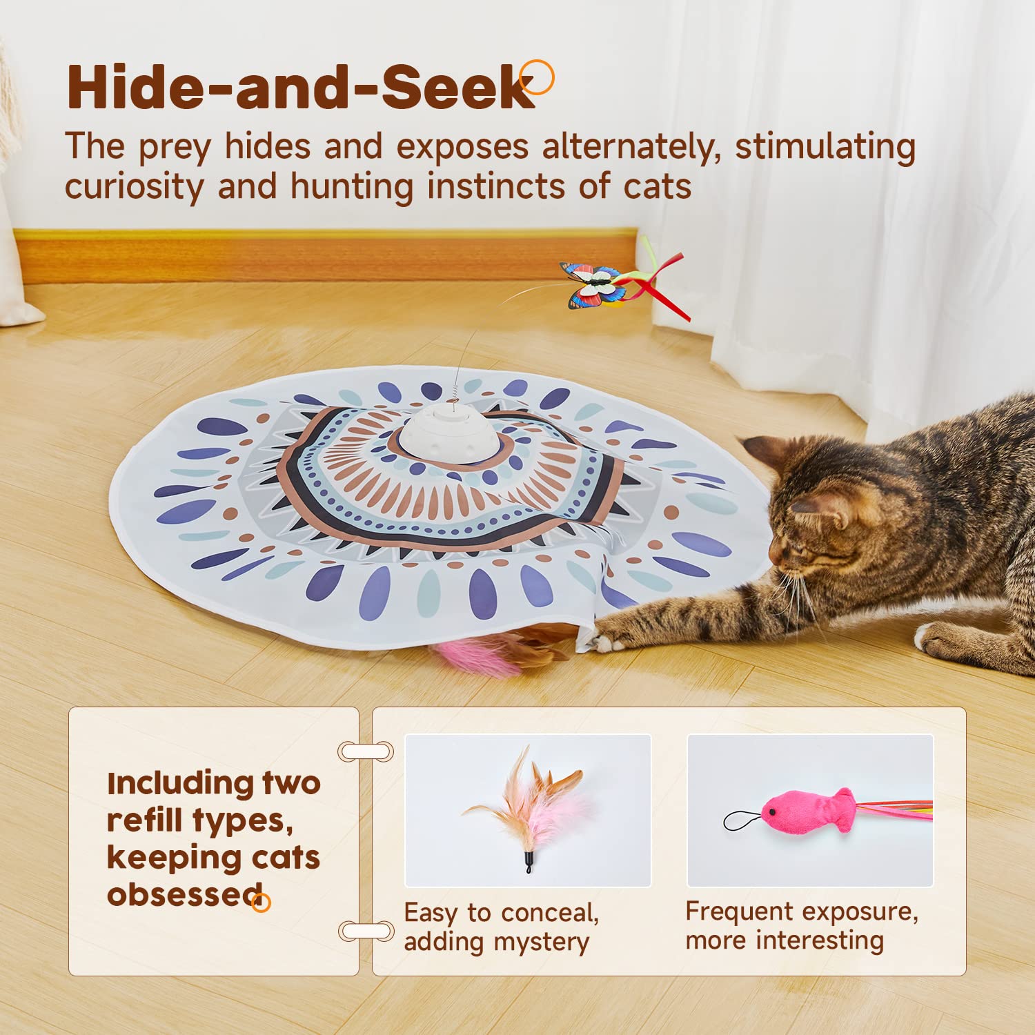 Potaroma cat toy cover removable enabling access to feather wand