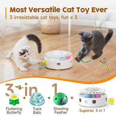 Potaroma 3in1 cat toy feather emerging for swat-and-chase play