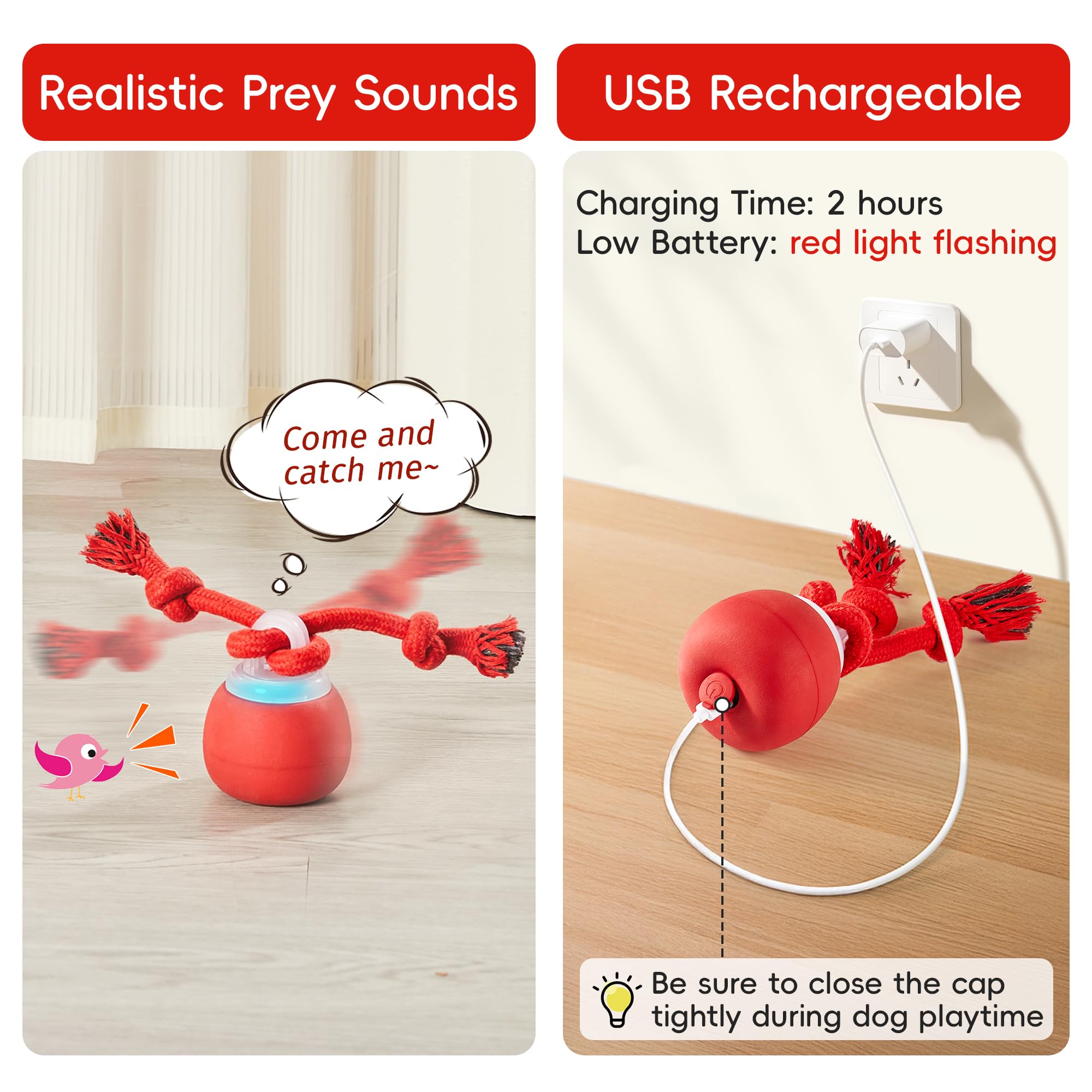 Potaroma dark red interactive ball ideal as a toy for puppies