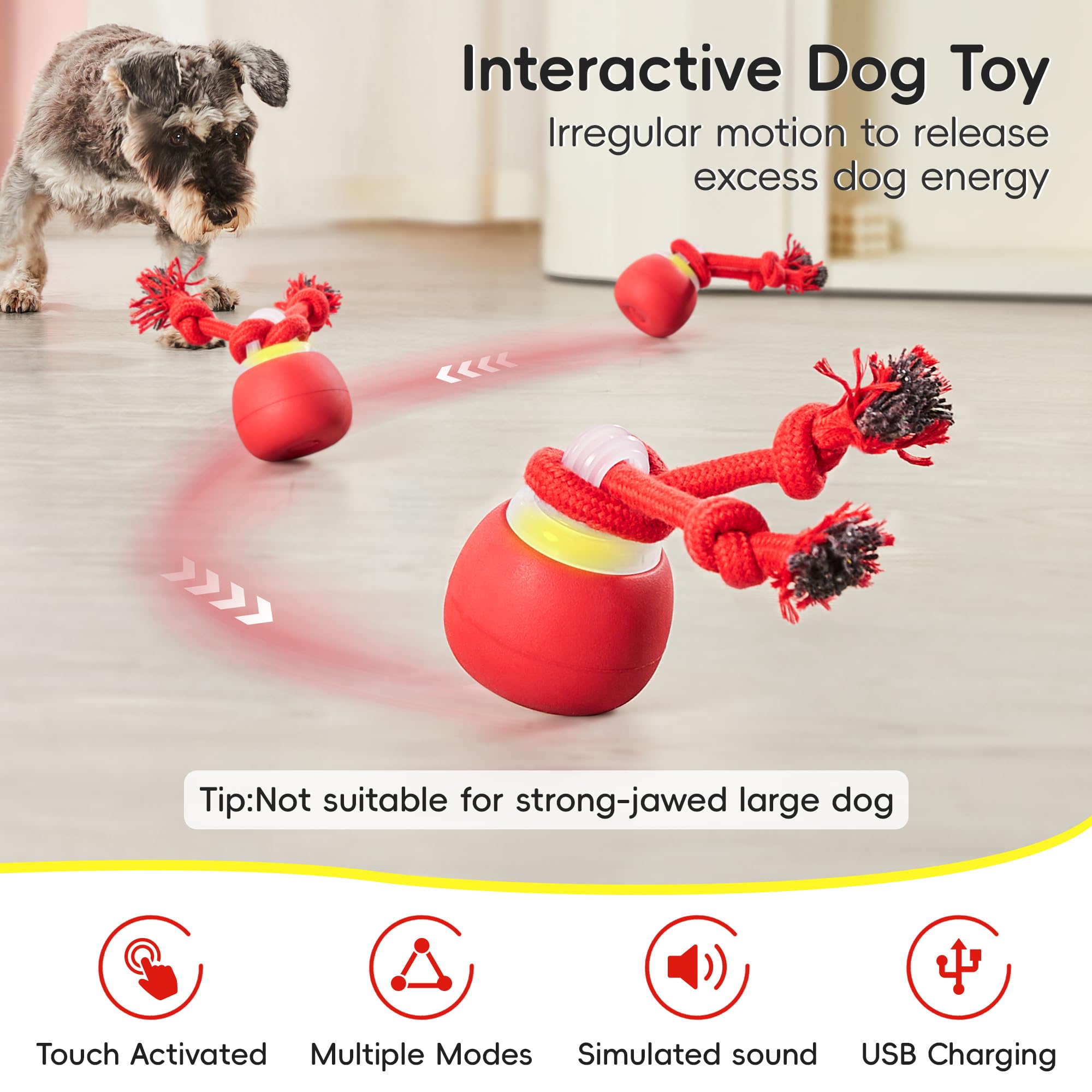 Potaroma dog ball with durable rope for chewing and mental stimulation