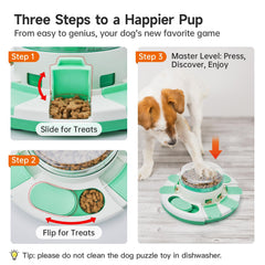 Potaroma dog puzzle toy level-2-dispense adds challenge with top lid release.