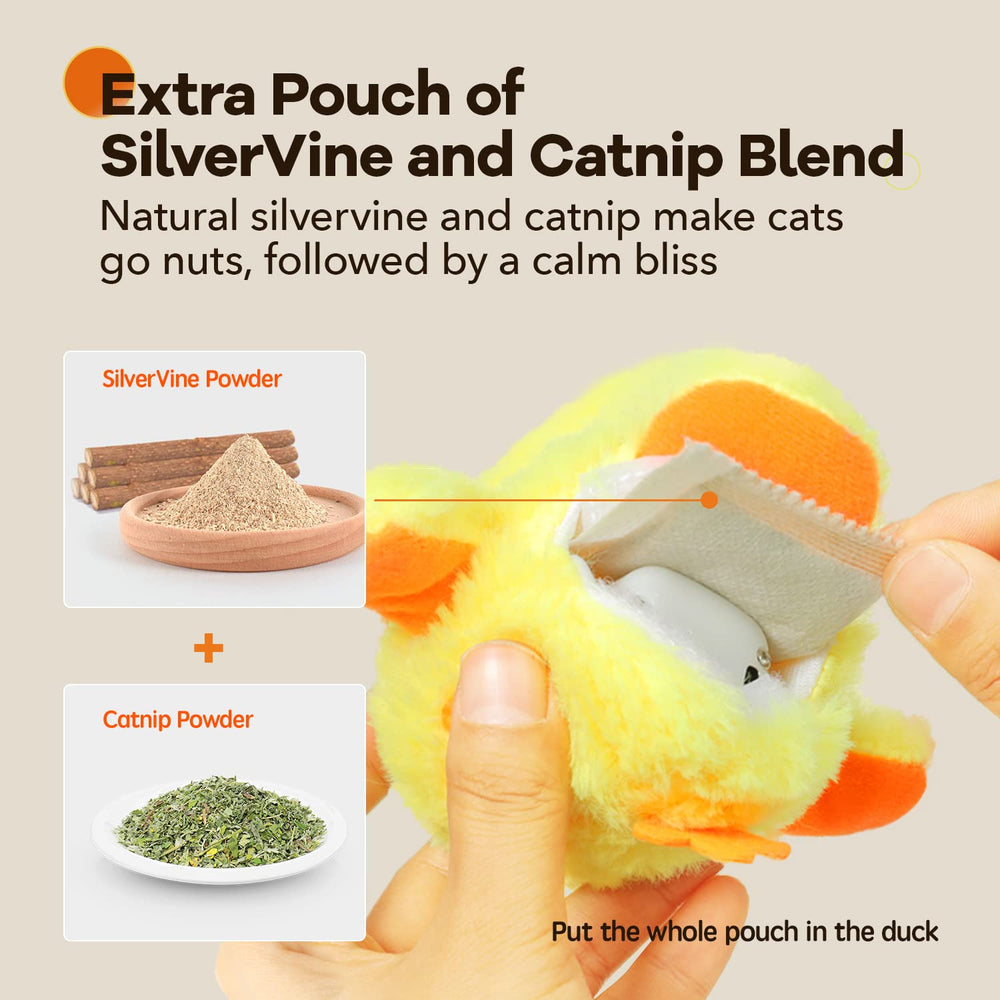 Potaroma duck quack toy demonstrates lifelike quack sounds during play inviting chasing