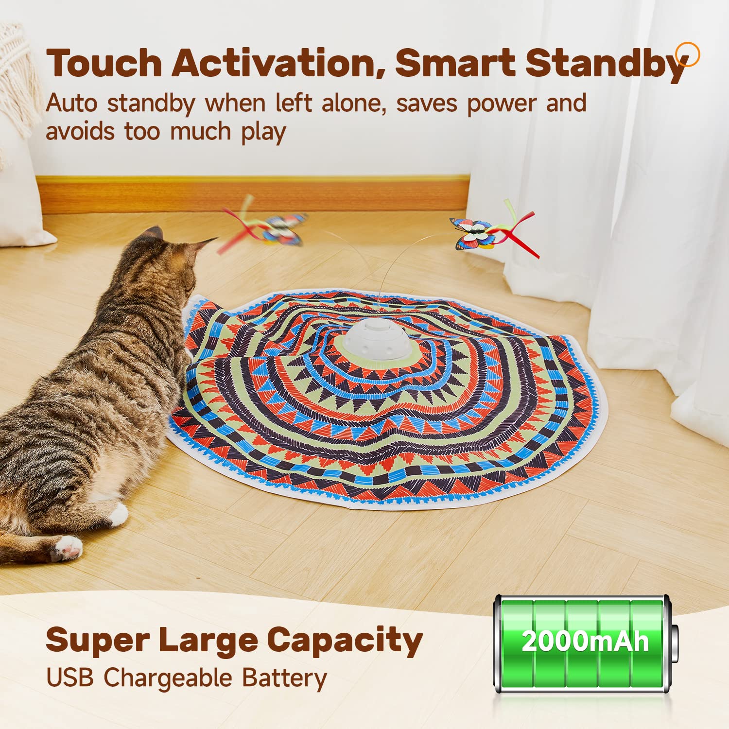 Potaroma durable construction withstands rough play from energetic cats.