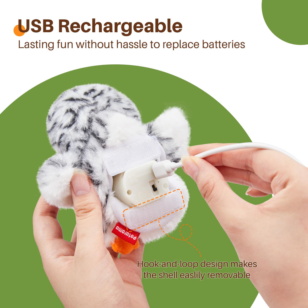 Potaroma flapping owl toy soft plush durability supports long-lasting kitten play.
