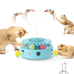 Potaroma 3-in-1 cat toy fluttering butterfly boosts active play and hunting instinct.