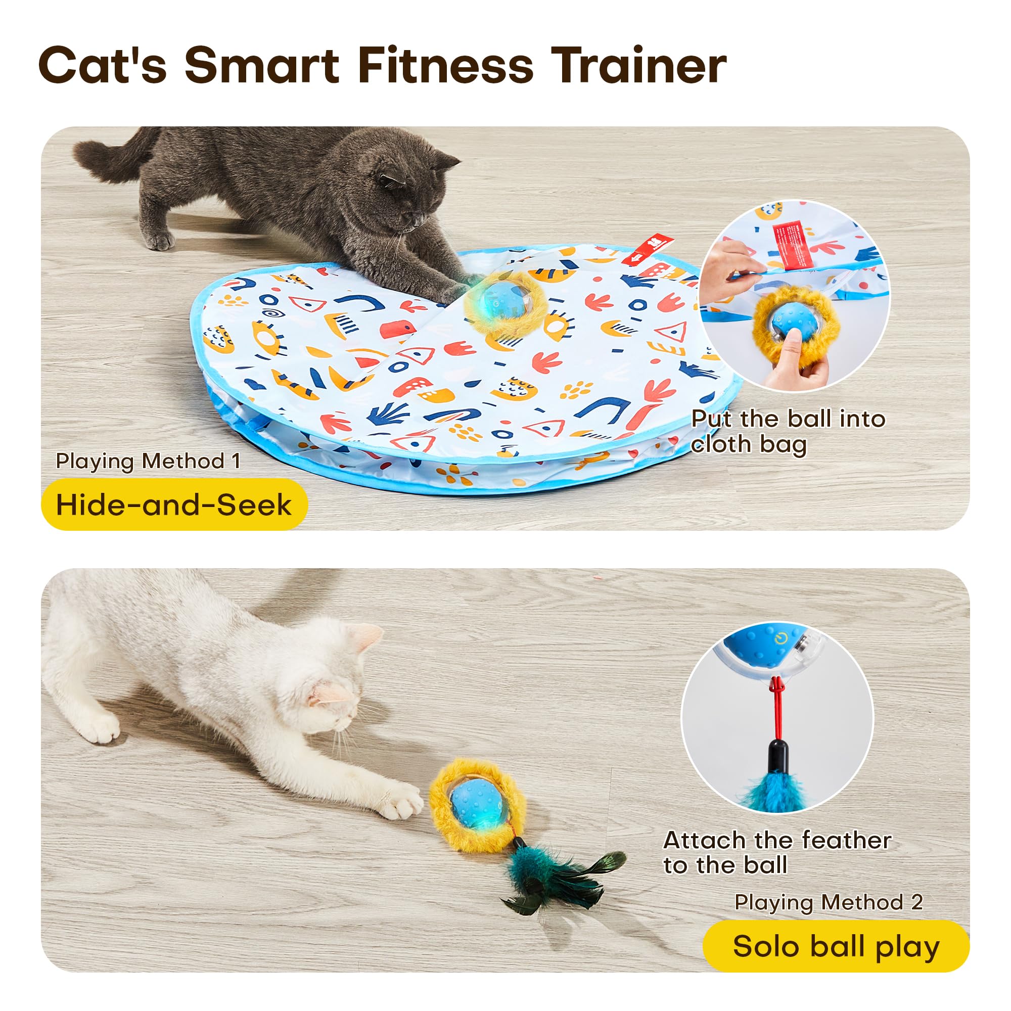 Potaroma play mat 28-inch—spacious surface for energetic feline workouts