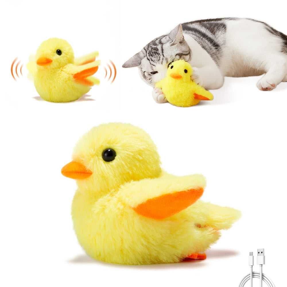 Potaroma rechargeable flapping duck toy with fluttering action for stimulating feline exercise
