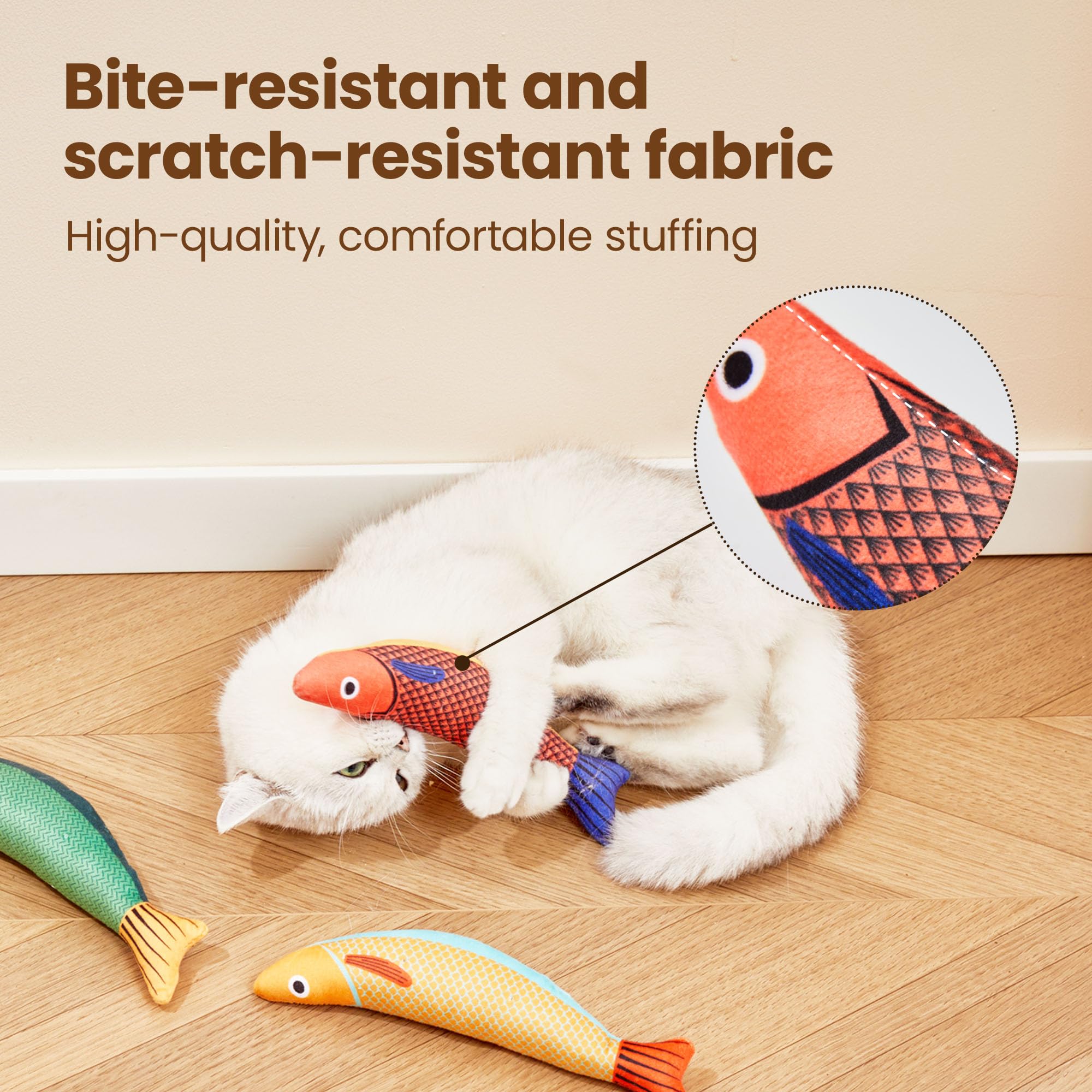 Potaroma Saury Fish plush is durable for playful batting