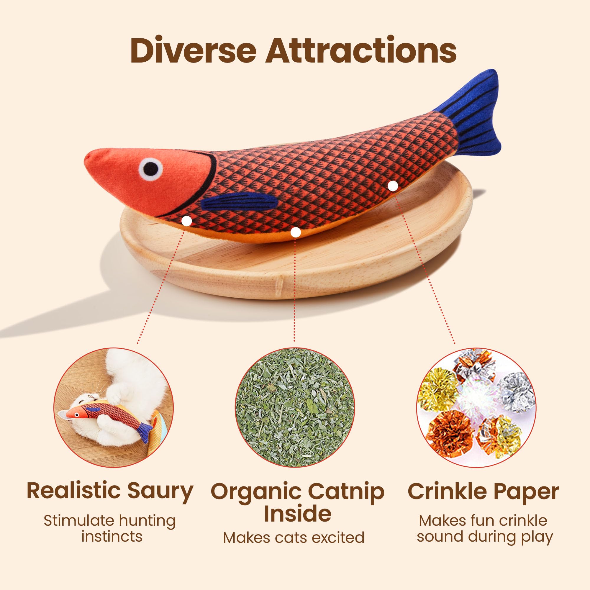 Potaroma Saury Fish crinkle sound invites interactive indoor play