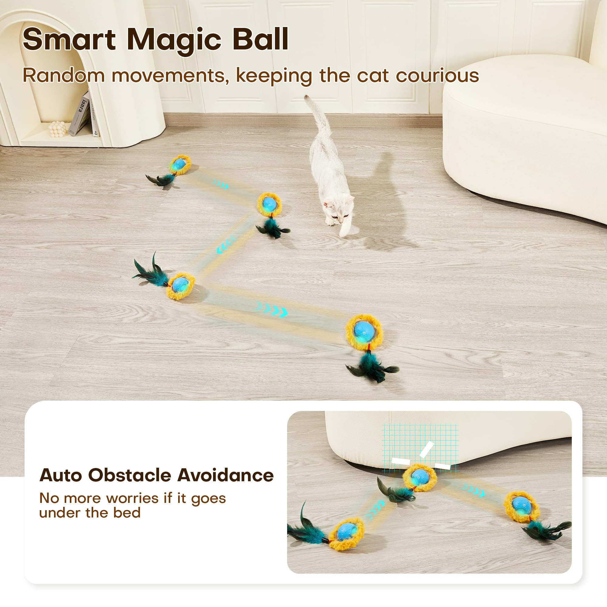 Potaroma sensor-activated movement—random motion keeps cats curious and active