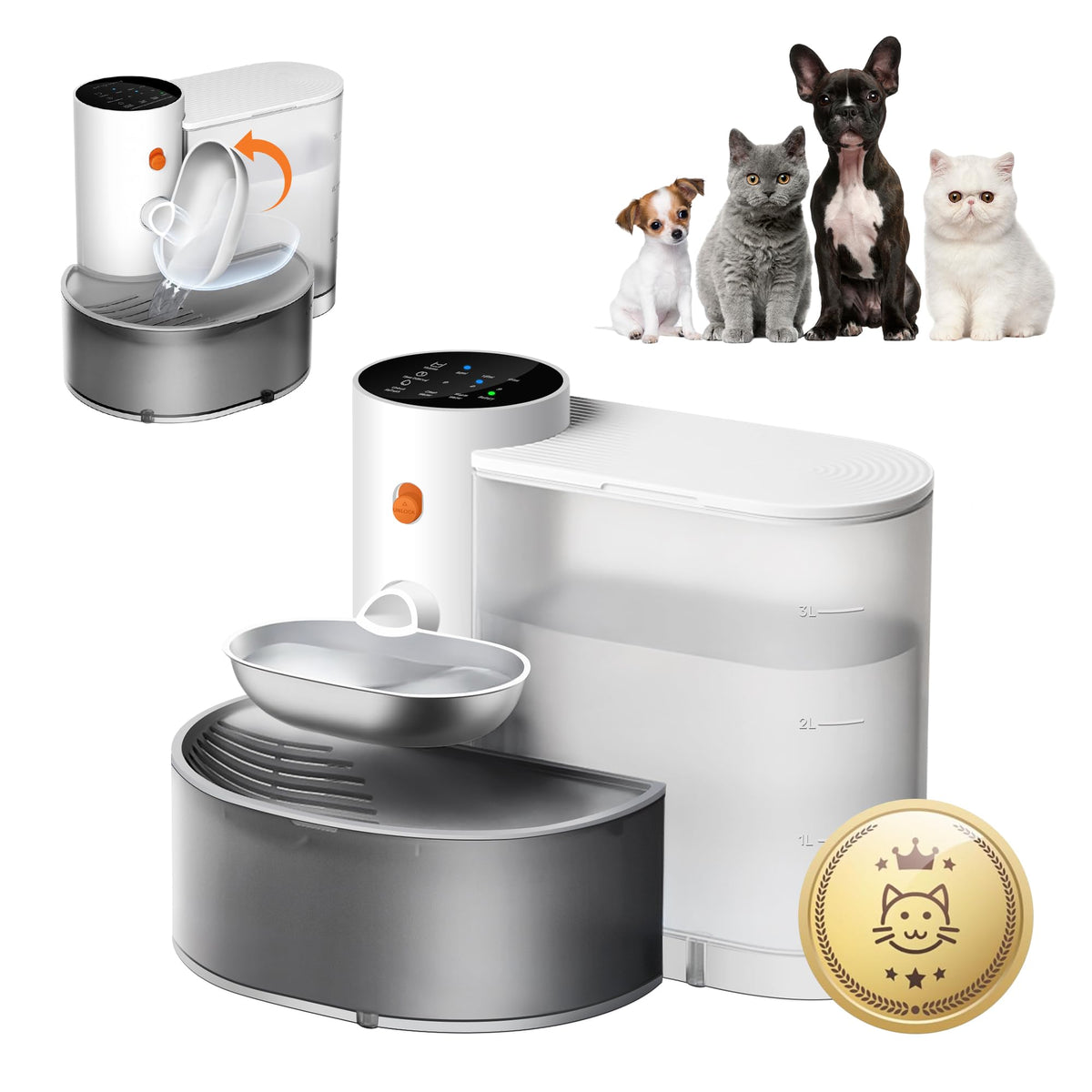 Potaroma smart water fountain bowl shows a sleek design for clean, ready hydration at home.