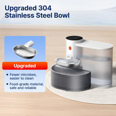 Potaroma stainless steel bowl close-up highlights durable, easy-to-clean materials for pets.