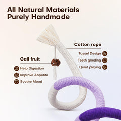 Potaroma teething cat toy rope emphasizes teeth-cleaning texture aiding dental hygiene routines