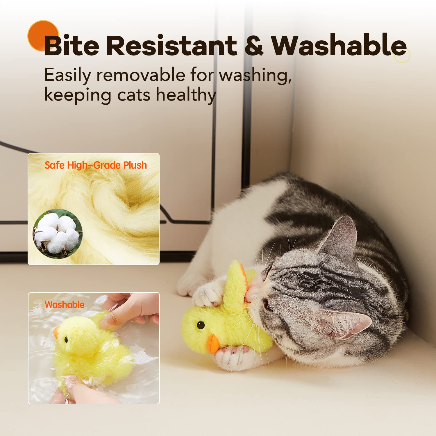 Potaroma USB-chargeable cat toy with included cable for easy battery-free recharging
