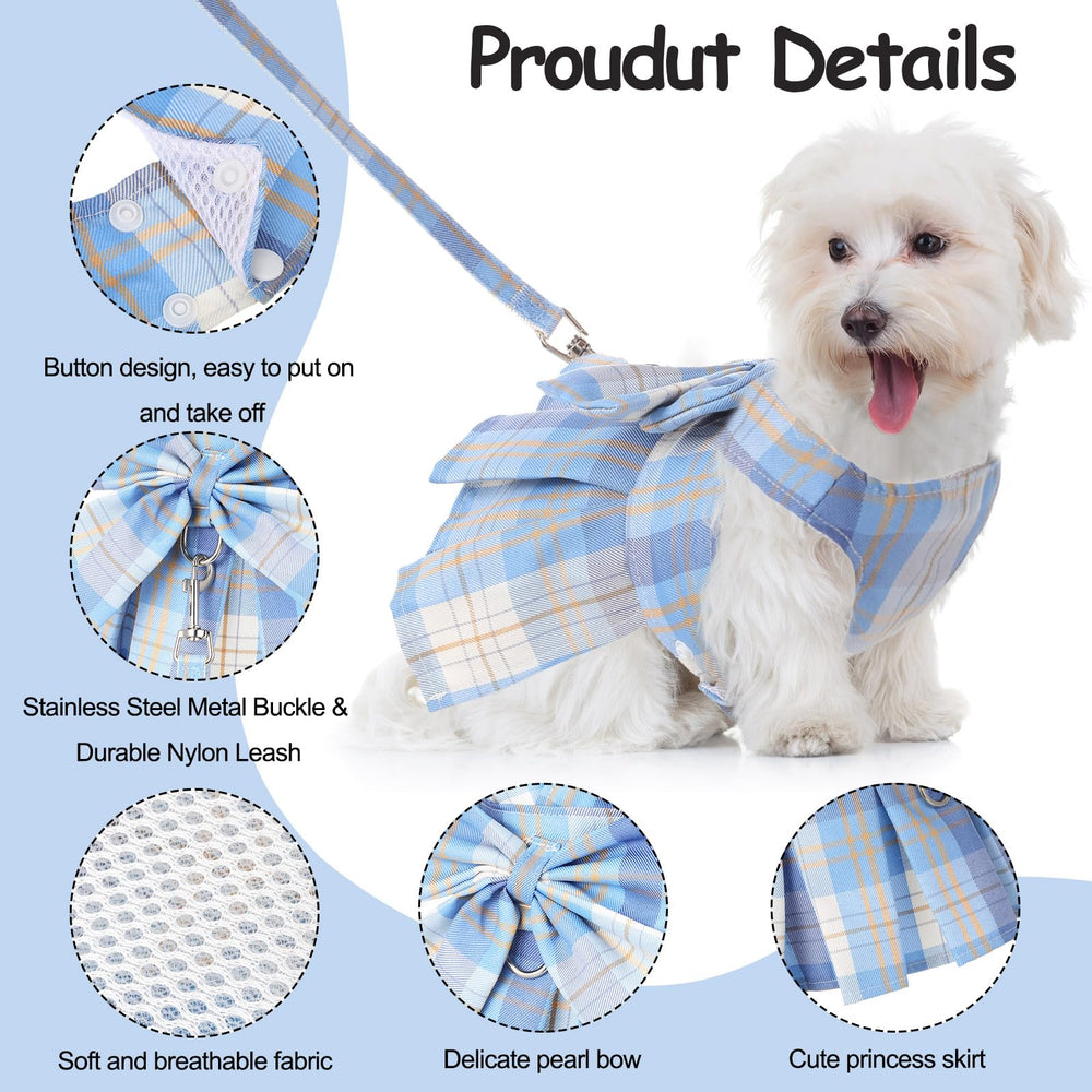 Potchen plaid light-pink dress with bow harness for special occasions