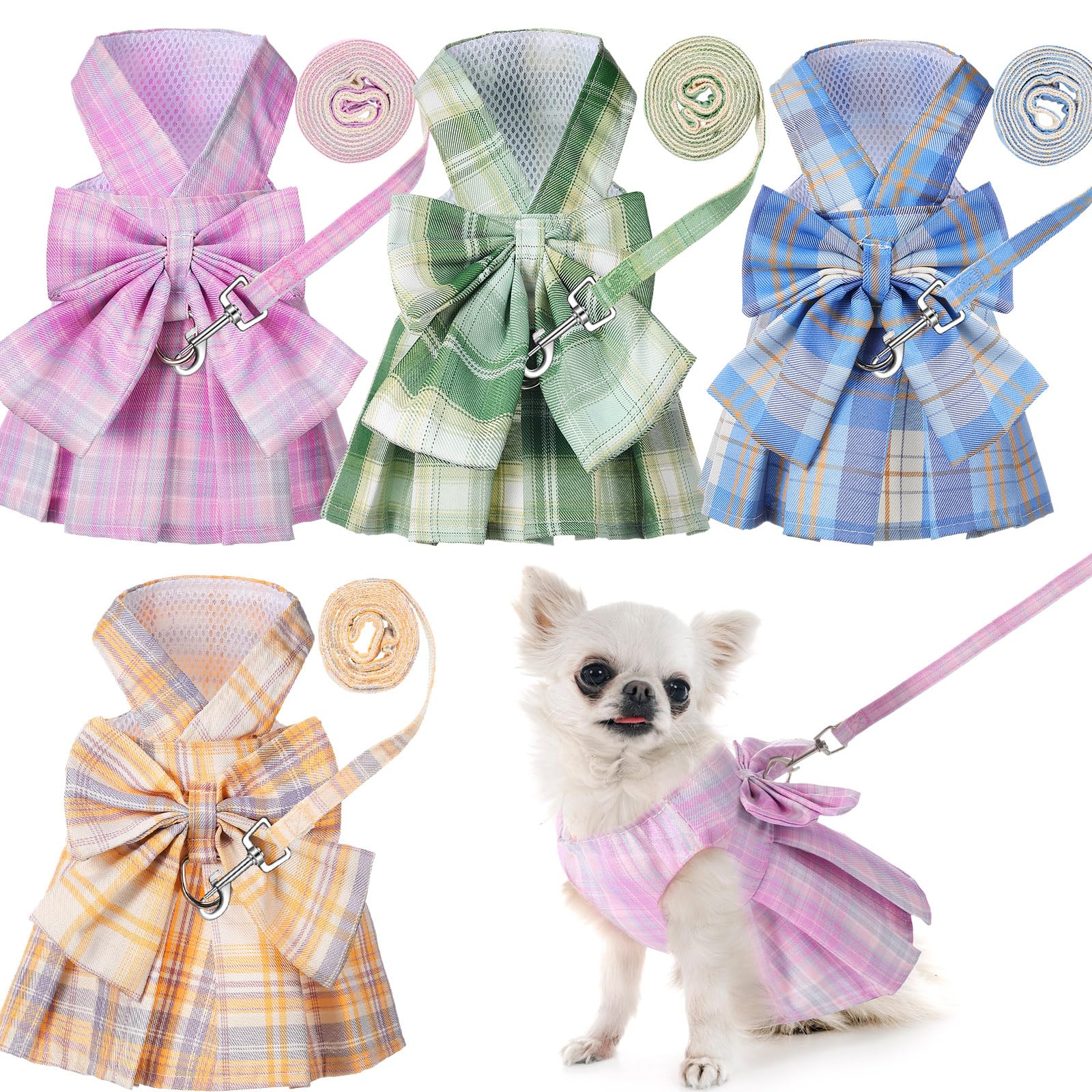 Potchen plaid dress set packaging shows four color options for easy gifting