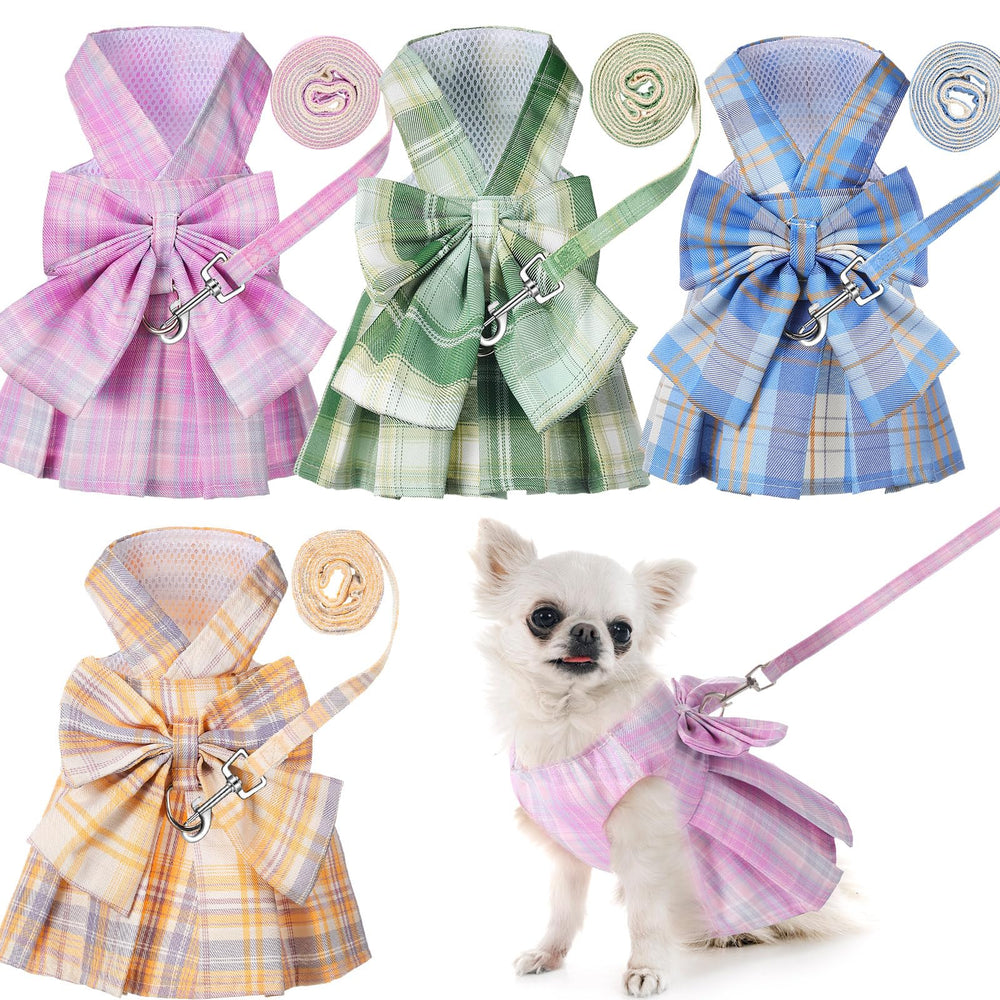 Potchen plaid dress set packaging shows four color options for easy gifting